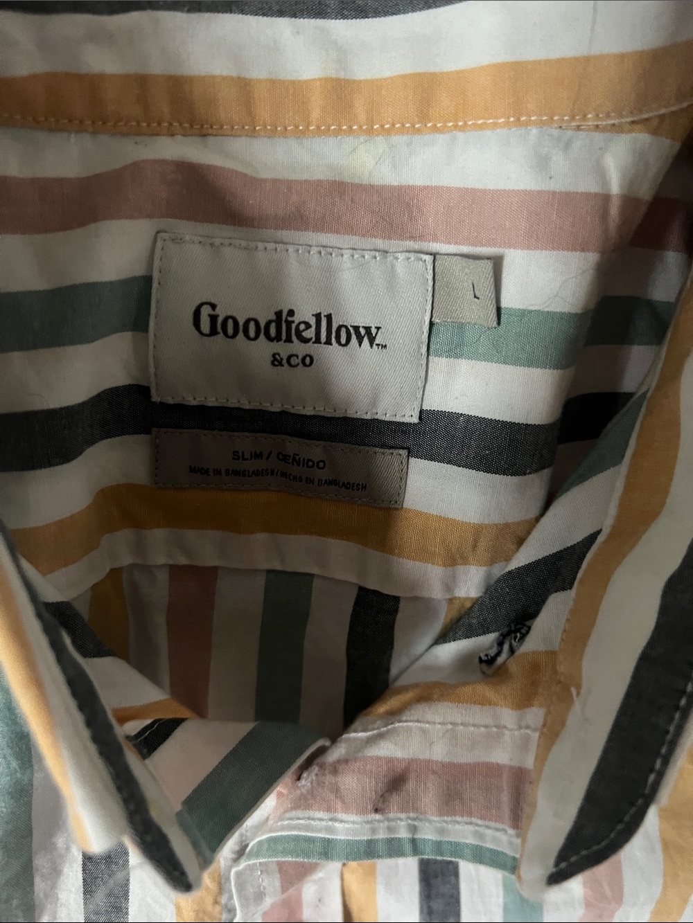 Goodfellow & Co Multicolor Vertical Stripe Short-Sleeve Button-Down Shirt - Picture 2 of 3